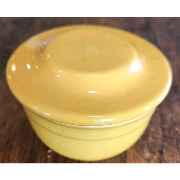 Emile Henry Ceramic Butter Bowl Dish Mustard Yellow Made In France - Picture 7 of 11